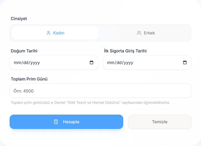 Emeklilik Hesaplama