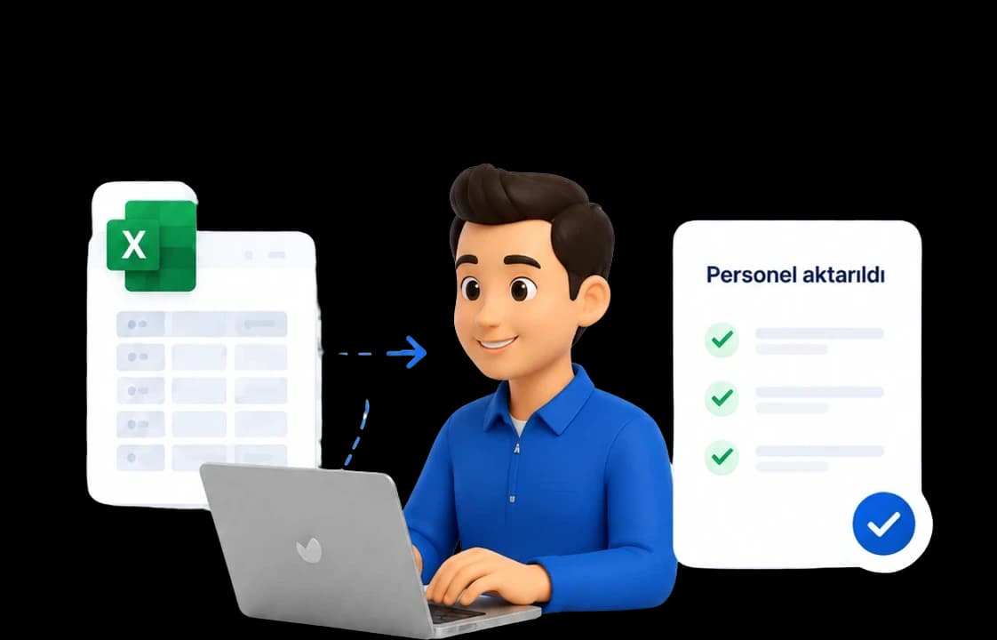 Excel listesiyle personel toplu aktarma ekranı